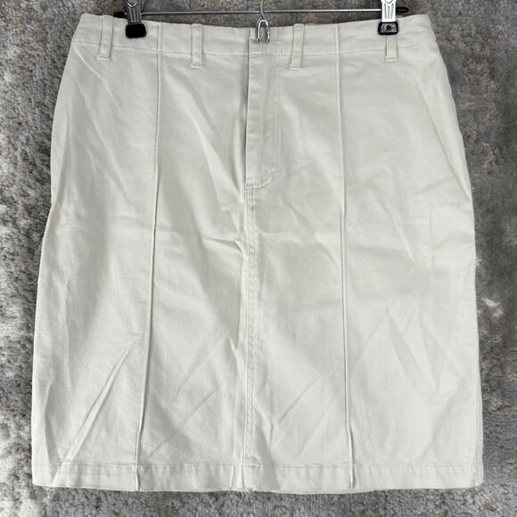 St Johns Bay Size 10 Stretch Career Knee Length Pencil Skirt Ivory Zip Lined - Picture 1 of 10